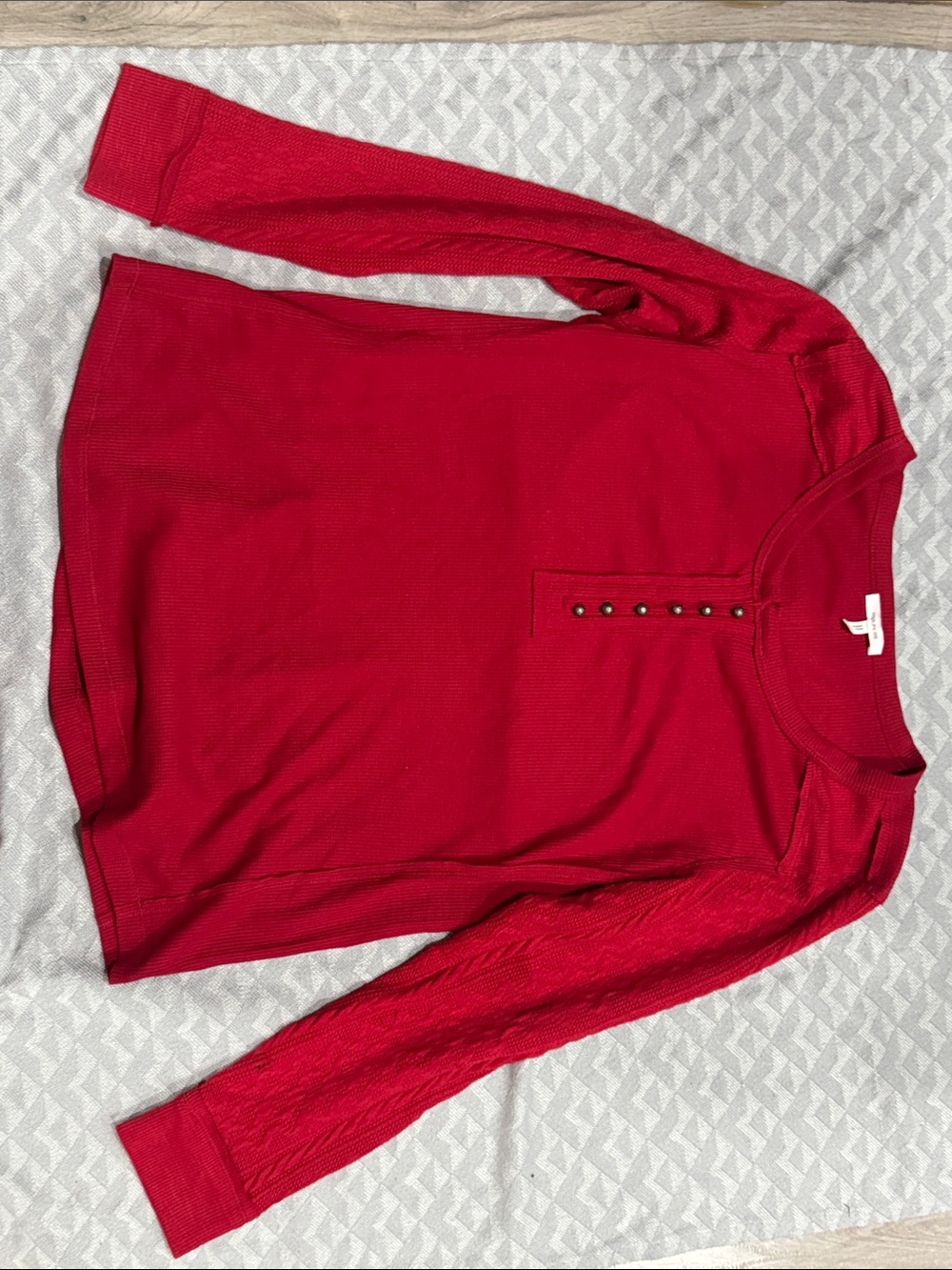Maurices Red Long Sleeve Henley Top